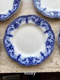 Antique Johnson Brothers The Jewel Flow Blue Set Of 8 Dinner Plates Group 1