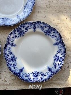 Antique Johnson Brothers The Jewel Flow Blue Set Of 8 Dinner Plates Group 1