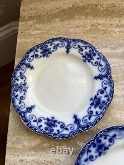 Antique Johnson Brothers The Jewel Flow Blue Set Of 8 Dinner Plates Group 1