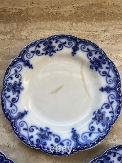 Antique Johnson Brothers The Jewel Flow Blue Set Of 8 Dinner Plates Group 1