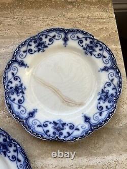 Antique Johnson Brothers The Jewel Flow Blue Set Of 8 Dinner Plates Group 1