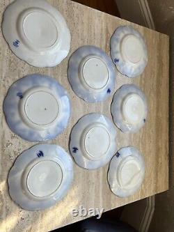 Antique Johnson Brothers The Jewel Flow Blue Set Of 8 Dinner Plates Group 1