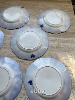 Antique Johnson Brothers The Jewel Flow Blue Set Of 8 Dinner Plates Group 1