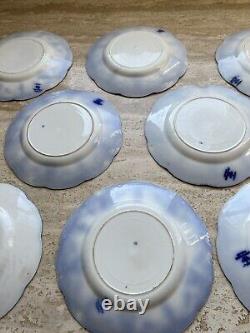 Antique Johnson Brothers The Jewel Flow Blue Set Of 8 Dinner Plates Group 1