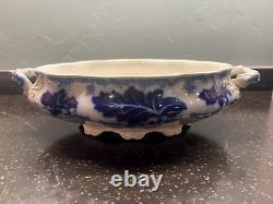 Antique Oval Vegetable Normandy (Flow Blue) Johnson Bros Missing lid