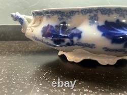 Antique Oval Vegetable Normandy (Flow Blue) Johnson Bros Missing lid