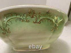 Antique PITCHER & BOWL WASH SET Johnson Brothers English Scrolls Green Gold Trim