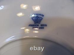 Antique Pottery Johnson Bros. Flow Blue Kenworth Black Berry Luncheon Plates 4 P