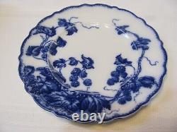 Antique Pottery Johnson Bros. Flow Blue Kenworth Black Berry Luncheon Plates 4 P