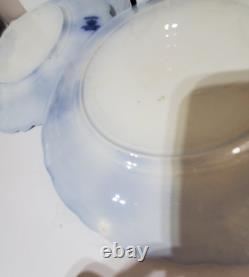 Antique RARE Johnson Bros Eclipse Flow Blue, Flowers/Scrolls with Gold, (7)