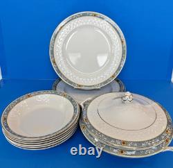 Antique Rare Johnson Bros EUNICE Dinner Plates/Bowls/Soup Tureen -Gold Rim