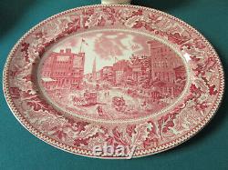 Antique Red Transfer Bowls Trays Gravy Taylor Smith, Johnson Bros, Thos Hughes