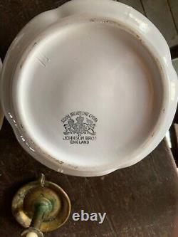 Antique Royal Ironstone China Pitcher Bowl Johnson Bros + Hanley VTG Wash Basin