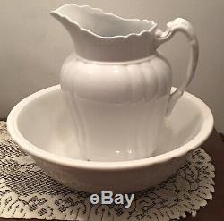 Antique Royal Ironstone China Pitcher and Bowl By Johnson Bros England 11 LRG