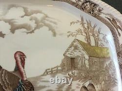 Antique Turkey Platter'Barnyard King' Johnson Bros Large Size 20.5 x 16