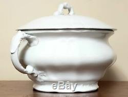 Antique White Ironstone Lidded Chamber Pot, Johnson Brothers England Early 190