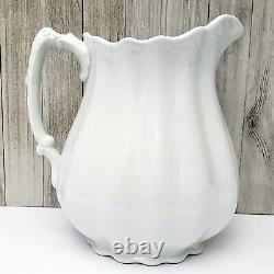 Antique White Ironstone Pitcher 9 Ribbed 3 Quarts by Johnson Brothers England