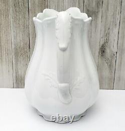 Antique White Ironstone Pitcher 9 Ribbed 3 Quarts by Johnson Brothers England