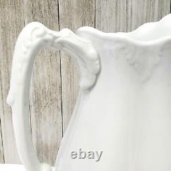 Antique White Ironstone Pitcher 9 Ribbed 3 Quarts by Johnson Brothers England
