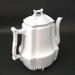 Antique White Ironstone Teapot by Johnson Brothers England Early 1900s