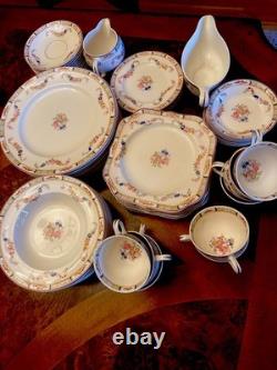 Antq Rare Pareek Johnson Bros. England Arundale 68 Pcs Floral Dining Set Read