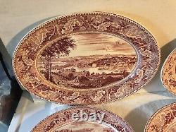 BEST 4 Platter Set Johnson Bros Historic America Pink Unique Different Sizes