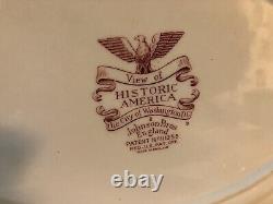 BEST 4 Platter Set Johnson Bros Historic America Pink Unique Different Sizes