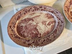 BEST 4 Platter Set Johnson Bros Historic America Pink Unique Different Sizes