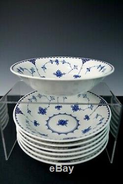 BLUE DENMARK by Johnson Brothers England Set of 7 Cereal Bowls 6 1/2 Excellent