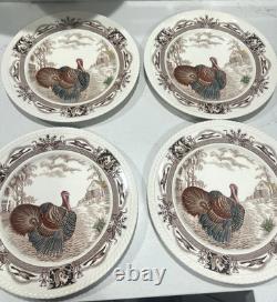 Barnyard King Johnson Bros Turkey Dinner Plates 10 3/4 Thanksgiving SET 12 RARE