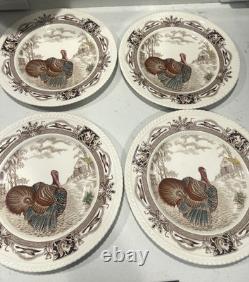 Barnyard King Johnson Bros Turkey Dinner Plates 10 3/4 Thanksgiving SET 12 RARE