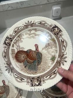 Barnyard King Johnson Bros Turkey Dinner Plates 10 3/4 Thanksgiving SET 12 RARE