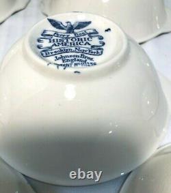 Blue Historic American Ferry Boat Fruit/Dessert Bowl Johnson Bros. Eng. Brooklyn