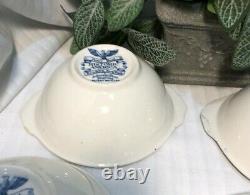 Blue Historic American Ferry Boat Fruit/Dessert Bowl Johnson Bros. Eng. Brooklyn