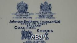 Blue White Dinnerware Johnson Brothers Coaching Scenes Ironware 1966 44 pcs EUC