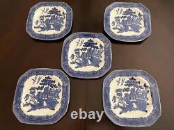 Blue Willow Johnson Brothers Square Made In England Five Salad Plates