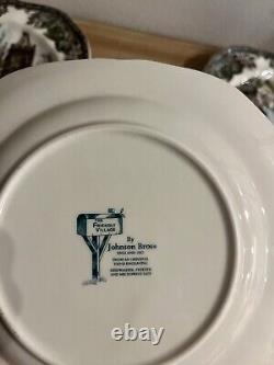 Complete Set6 Johnson Brothers Friendly Village Christmas Square Accent Plates
