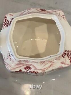 ENCHANTED GARDEN Rare HTF Johnson Bros England Pink Transferware Teapot tea pot