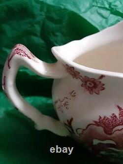 ENGLISH CHIPPENDALE 16 OZ PITCHER Red Pink Rose Flower Johnson Bros ENGLAND. 26
