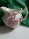 English Chippendale 24 Oz Pitcher Red Pink Rose Flower Johnson Bros England. 26