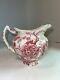 English Chippendale 32 Oz Pitcher Red Pink Rose Flower Johnson Bros England. 27