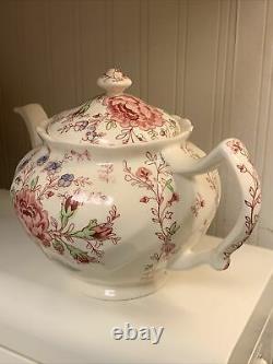 Early Johnson Bros ROSE CHINTZ Made in England TEAPOT Immaculate Pink Green Mark