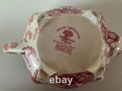 Early Johnson Brothers 4 Cup TEAPOT English Chippendale Red Pink Vintage England