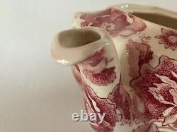 Early Johnson Brothers 4 Cup TEAPOT English Chippendale Red Pink Vintage England