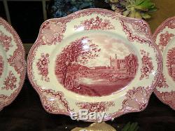 Edles Speiseservice Johnson Bros England Old Britain Castles rot 12 Pers. Top