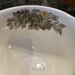 England Friendly Village Covered Bridge 4 Snack Plate Tea Cup Johnson Bros. EUC