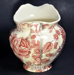 English Chippendale Johnson Bros. 24oz. Pink Red Flowers Pitcher England 1935-65
