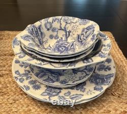 English Chippendale Johnson Bros Blue China Set of 9