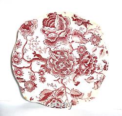 English Chippendale Johnson Bros Pink Rose Salad Dessert Plates Set 9 Vintage