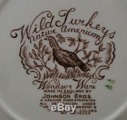 FOUR Johnson Brothers Windsor Ware Wild Turkeys Soup Bowls